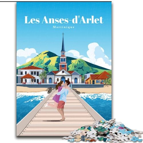 Puzzle für Erwachsene und Jugendliche Puzzle Reise nach Les Anses D’Arlet Anspruchsvolles Spiel und Familienspiel mit vollständig ineinandergreifenden, zufällig geformten Teilen (50x75cm),1000 Teile von LYXIANY