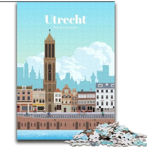 Puzzle für Erwachsene und Jugendliche Puzzle Reise nach Utrecht Anspruchsvolles Spiel und Familienspiel mit vollständig ineinandergreifenden, zufällig geformten Teilen (38x52cm),1000 Teile von LYXIANY