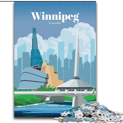 Puzzle für Erwachsene und Jugendliche Puzzle Reise nach Winnipeg Anspruchsvolles Spiel und Familienspiel mit vollständig ineinandergreifenden, zufällig geformten Teilen (26x38cm),1000 Teile von LYXIANY