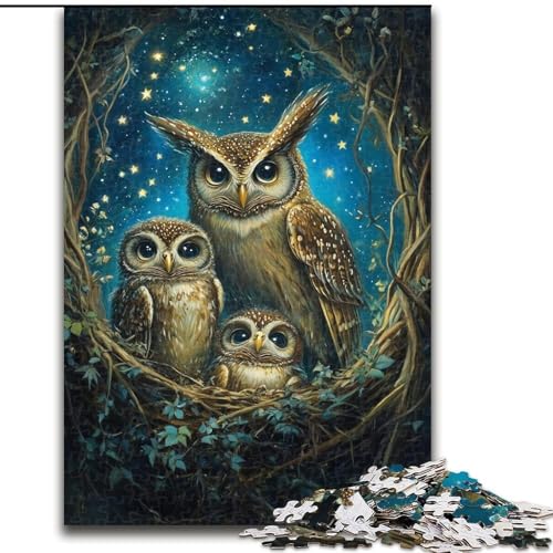 Puzzle für Erwachsene und Teenager, 1000 Teile, Eulenfamilie, Herausforderung für die Gehirnintelligenz, süchtig machendes Spielzeug, lustiges Geschenk für Kinder ab 14 Jahren (Größe 26x38cm) von LYXIANY