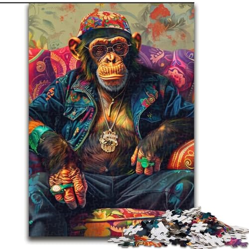 Puzzle für Erwachsene und Teenager, 1000 Teile, Trendiger Schimpanse, zum Dekomprimieren, intellektuelles Lernspielzeug, Wichtelgeschenke, 26x38cm Puzzle für Erwachsene und Teenager, 1000 Teile, Trendiger Schimpanse, zum Dekomprimieren, intellektuelles Lernspielzeug, Wichtelgeschenke, 26x38cm von LYXIANY