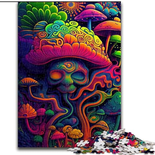 Puzzle für Erwachsene und Teenager, 1000 Teile, Trippy Mushrooms, Elefantenspielzeug, Denkspiel, Geburtstagsgeschenk, Geschenke, Wandkunst für Kinder ab 14 Jahren (Größe 50x75cm) von LYXIANY