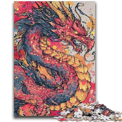 Puzzle für Erwachsene und Teenager, Puzzle „Aquarelldrache“, für Kinder ab 14 Jahren, Denkspiel, Weihnachts- und Geburtstagsgeschenke, 26x38cm von LYXIANY