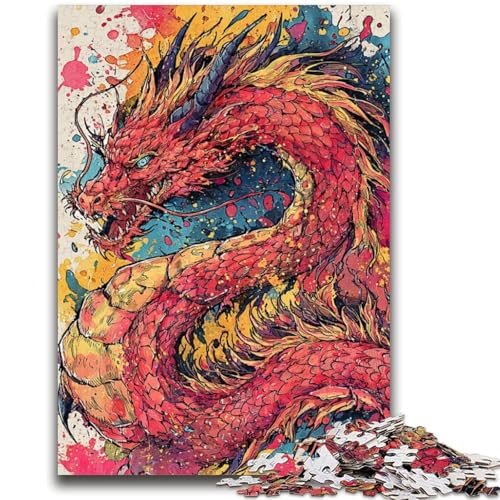 Puzzle für Erwachsene und Teenager, Puzzle „Aquarelldrache“, für Kinder ab 14 Jahren, Denkspiel, Weihnachts- und Geburtstagsgeschenke, 26x38cm von LYXIANY