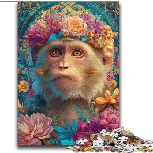 Puzzle für Erwachsene und Teenager, Puzzle „Blumenaffe“, ab 14 Jahren, Denkspiel, Weihnachts- und Geburtstagsgeschenke, 70x100cm von LYXIANY