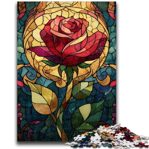 Puzzle für Erwachsene und Teenager, Puzzle „Buntglasrose“, ab 14 Jahren, Denkspiel, Weihnachts- und Geburtstagsgeschenke, 50x75cm von LYXIANY