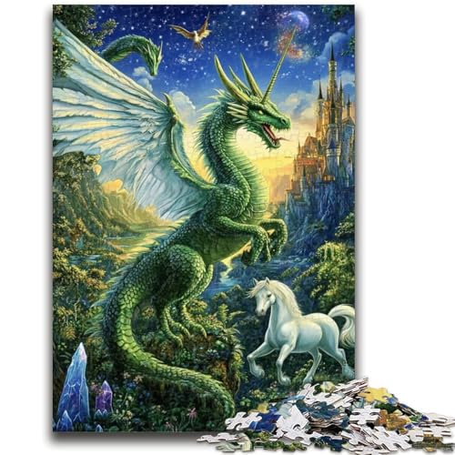 Puzzle für Erwachsene und Teenager, Puzzle „Grüner Drache“, ab 14 Jahren, Denkspiel, Weihnachts- und Geburtstagsgeschenke, 26x38cm von LYXIANY