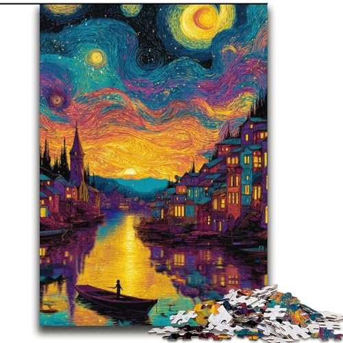 Puzzle für Erwachsene und Teenager, Puzzle „Italien unter dem Nachthimmel“, ab 14 Jahren, Denkspiel, Weihnachts- und Geburtstagsgeschenke, 70x100cm von LYXIANY