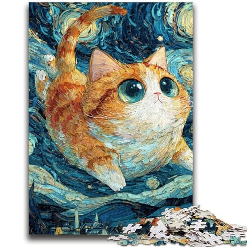 Puzzle für Erwachsene und Teenager, Puzzle „Nachthimmelkatze“, ab 14 Jahren, Denkspiel, Weihnachts- und Geburtstagsgeschenke, 26x38cm von LYXIANY