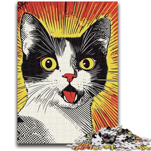 Puzzle für Erwachsene und Teenager, Puzzle „Schockierte Katze“, ab 14 Jahren, Denkspiel, Weihnachts- und Geburtstagsgeschenke, 26x38cm von LYXIANY