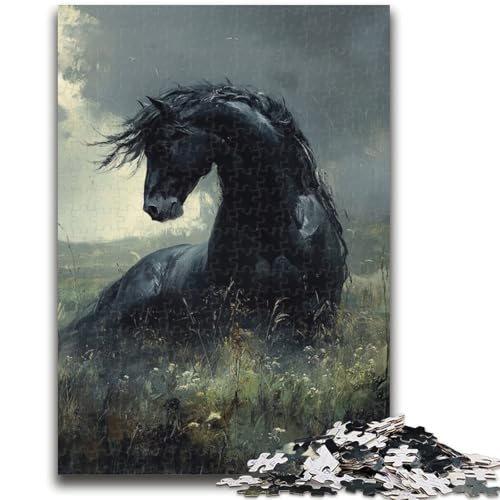 Puzzle für Erwachsene und Teenager, Puzzle „Schwarzes Pferd“, ab 14 Jahren, Denkspiel, Weihnachts- und Geburtstagsgeschenke, 50x75cm von LYXIANY
