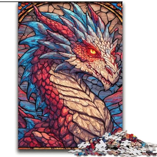 Puzzle für Erwachsene und Teenager, Puzzle mit Buntglasdrachen, ab 14 Jahren, Denkspiel, Weihnachts- und Geburtstagsgeschenke, 70x100cm von LYXIANY