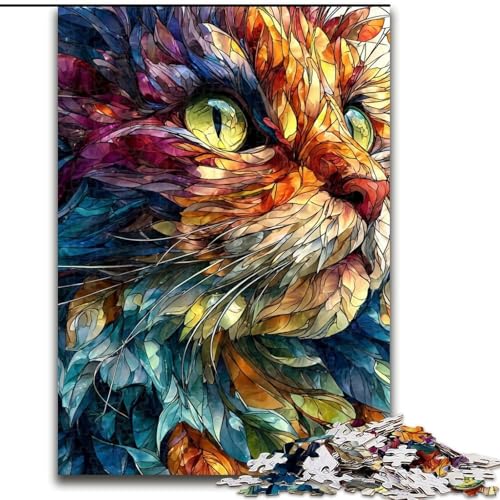 Puzzle für Erwachsene zum Ausmalen mit Katzenmotiv, 1000 Teile, geeignet für Kinder ab 14 Jahren, Wanddekoration, Weihnachts- und Geburtstagsgeschenk (26x38cm) von LYXIANY