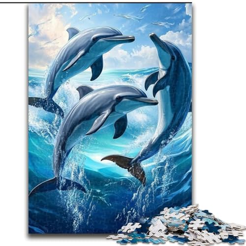 Puzzle für Jugendliche, 1000 Delfine, geeignet für Personen ab 14 Jahren, Lernspiele, Wichtelgeschenke (Größe 26x38cm) von LYXIANY