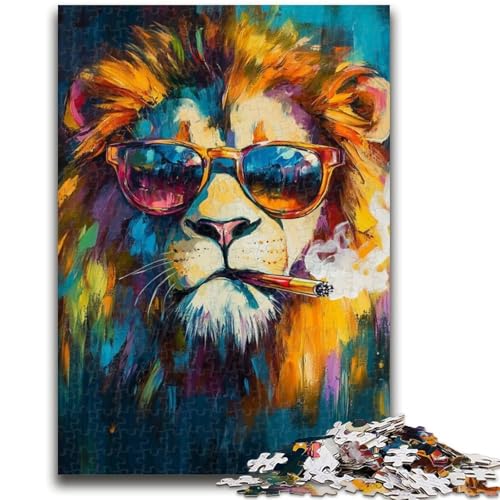 Puzzle für Jugendliche, 1000 Teile, Ölgemälde mit rauchendem Löwen, Lernspiele, Heimdekoration, Künstlersammlung, bildende Kunst, 38x26cm von LYXIANY