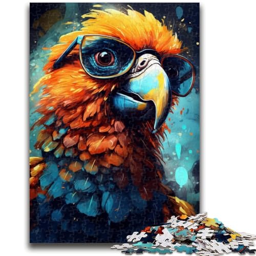Puzzle für Jugendliche, 1000 Teile, Papagei mit Brille, Lernspiele, Heimdekoration, Künstlersammlung, Bildende Kunst, 38x26cm von LYXIANY