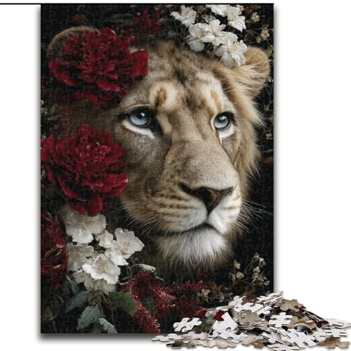 Puzzle für Jugendliche, Blumenlöwe, geeignet für Personen ab 14 Jahren, Lernspiele, Wichtelgeschenke (Größe 50x75cm) von LYXIANY
