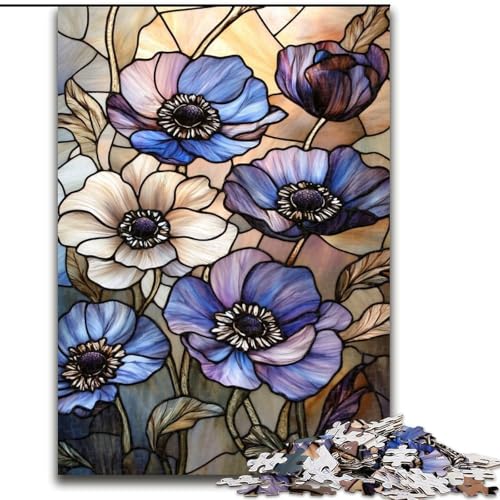 Puzzle für Jugendliche, Buntglasblumen, für und ab 14 Jahren, pädagogisches Lernspielzeug, Familienspiele, Geburtstagsgeschenk (Größe 50x75cm) von LYXIANY