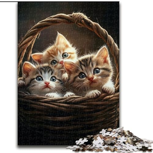 Puzzle für Jugendliche, Kätzchen im Blumenkorb, für und ab 14 Jahren, pädagogisches Lernspielzeug, Familienspiele, Geburtstagsgeschenk (Größe 50x75cm) von LYXIANY
