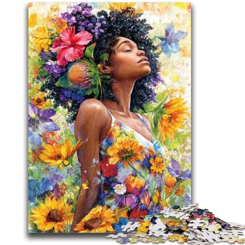 Puzzle für Jugendliche, Sonnenblume, afrikanische Frau, für und ab 14 Jahren, Mitmachspiel, Weihnachtsspiel, Geschenke, 26x38cm Puzzle für Jugendliche, Sonnenblume, afrikanische Frau, für und ab 14 Jahren, Mitmachspiel, Weihnachtsspiel, Geschenke, 26x38cm von LYXIANY