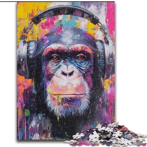 Puzzle für Jugendliche 1000 Teile Gorilla mit Kopfhörer Lernspiele Lernspiel für Geburtstag, Weihnachten für und ab 14 Jahren (Größe 26x38cm) von LYXIANY