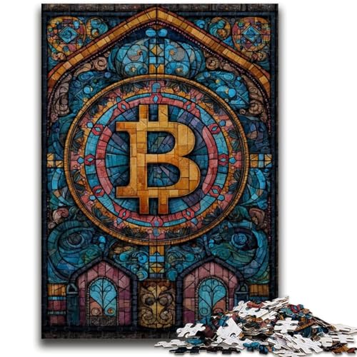 Puzzle für Jugendliche Buntglas Bitcoin für und ab 14 Jahren Mitmachspiel Weihnachtsspiel Geschenke 26x38cm von LYXIANY