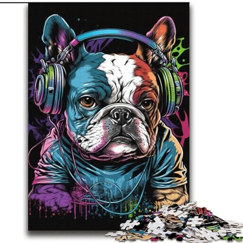 Puzzle für Jugendliche Kopfhörer Bulldogge für und ab 14 Jahren Mitmachspiel Weihnachtsspiel Geschenke 70x100cm von LYXIANY