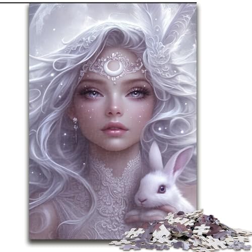 Puzzle für Teenager, 1000 Anime-Mädchen und Kaninchen, dekomprimierendes intellektuelles Lernspielzeug, ganze Familie (Größe 50x75cm) von LYXIANY