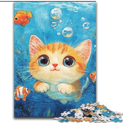 Puzzle für Teenager, 1000 Katzen unter dem Meer, entspannendes intellektuelles Lernspielzeug, Geburtstagsgeschenk, Geschenke, Wandkunst (Größe 50x75cm) von LYXIANY