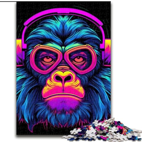 Puzzle für Teenager, 1000 Monkey-DJ-Musik, dekomprimierendes intellektuelles Lernspielzeug, ganze Familie (Größe 50x75cm) von LYXIANY