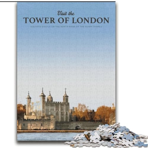 Puzzle für Teenager, 1000 Puzzles, Besuchen Sie den Tower of London, Lernspiele, Heimdekoration, ganze Familie (38x52cm),1000 Teile von LYXIANY