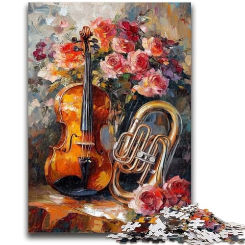 Puzzle für Teenager, 1000 Puzzles, Blumen, Violinenspielzeug, Denkspiel zur Heimdekoration, für Kinder ab 14 Jahren, 26x38cm von LYXIANY