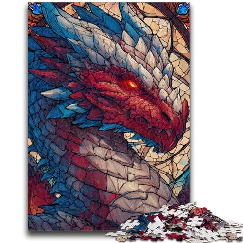 Puzzle für Teenager, 1000 Puzzles, Buntglas-Drachenspielzeug, Denkspiel zur Heimdekoration, für Kinder ab 14 Jahren, 50x75cm von LYXIANY