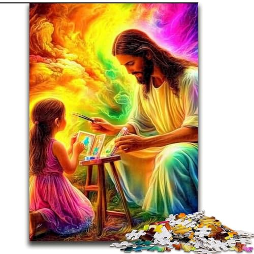 Puzzle für Teenager, 1000 Puzzles, Jesus und das kleine Mädchen, für Lernspiele, Herausforderungsspielzeug, einzigartige Heimdekoration und Geschenke, 38x26cm Puzzle für Teenager, 1000 Puzzles, Jesus und das kleine Mädchen, für Lernspiele, Herausforderungsspielzeug, einzigartige Heimdekoration und Geschenke, 38x26cm von LYXIANY