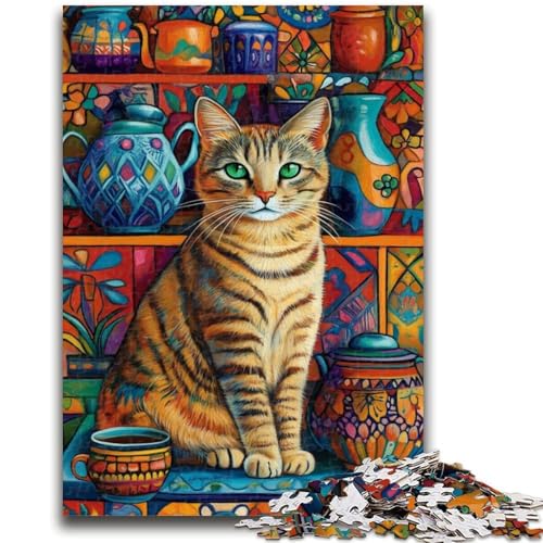 Puzzle für Teenager, 1000 Puzzles, Katze auf dem Regal, Spielzeug, Denkspiel zur Heimdekoration, für Kinder ab 14 Jahren, 26x38cm von LYXIANY