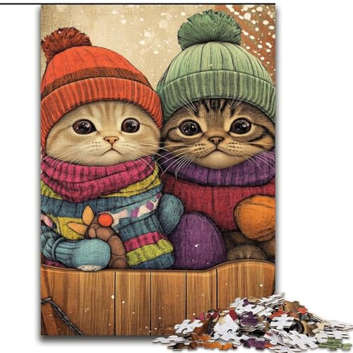 Puzzle für Teenager, 1000 Puzzles, Katzenpaar, geeignet für Personen ab 14 Jahren, anspruchsvoll zu vervollständigen, Aber lustig und humorvoll, tolles Geschenk (Größe 26x38cm) von LYXIANY