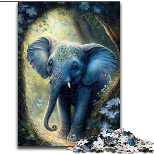 Puzzle für Teenager, 1000 Puzzles, Kleiner süßer Elefant, Spielzeug, Lernspiele, stressabbauende Wanddekoration (Größe 26x38cm) von LYXIANY