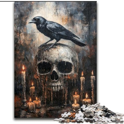 Puzzle für Teenager, 1000 Puzzles, Skelettkrähe, Stressabbau mit vollständig ineinandergreifenden, zufällig geformten Teilen für Kinder ab 14 Jahren (Größe 50x75cm) von LYXIANY