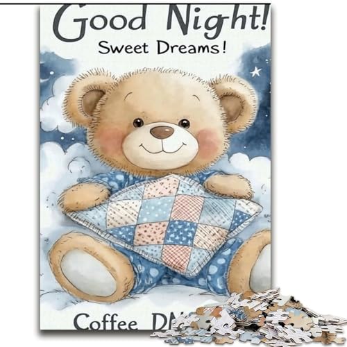 Puzzle für Teenager, 1000 Puzzles, schlafender Teddybär, Elefantenspielzeug, intellektuelles Spiel, Geburtstagsgeschenk, Geschenke, Wandkunst für Kinder ab 14 Jahren (Größe 50x75cm) von LYXIANY