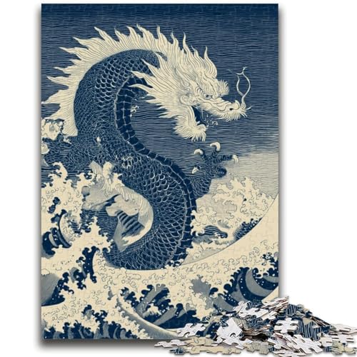 Puzzle für Teenager, 1000 Puzzleteile, Japanisches Wellendrachenspielzeug, intellektuelles Spiel zur Heimdekoration, für Kinder ab 14 Jahren, 50x75cm von LYXIANY