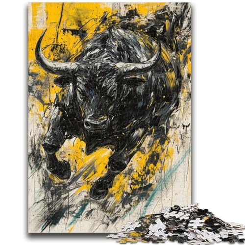 Puzzle für Teenager, 1000 Puzzleteile, Schwarzgold-Bullenspielzeug, Denkspiel zur Heimdekoration, für Kinder ab 14 Jahren, 50x75cm von LYXIANY