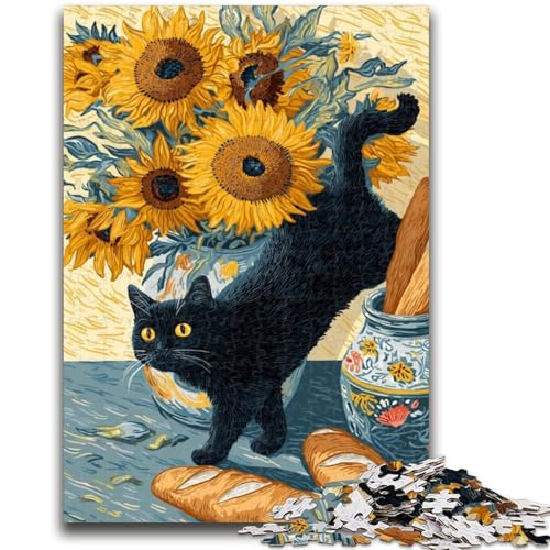 Puzzle für Teenager, 1000 Puzzleteile, schwarzes Katzenspielzeug, Denkspiel zur Heimdekoration, für Kinder ab 14 Jahren, 26x38cm von LYXIANY