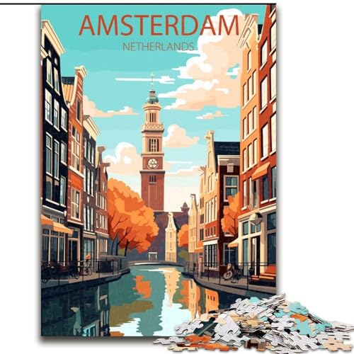 Puzzle für Teenager, 1000 Teile, Amsterdam, Niederlande, Dekomprimierendes intellektuelles Lernspielzeug, Geburtstagsgeschenk, Geschenke, 50x75cm Puzzle für Teenager, 1000 Teile, Amsterdam, Niederlande, Dekomprimierendes intellektuelles Lernspielzeug, Geburtstagsgeschenk, Geschenke, 50x75cm von LYXIANY