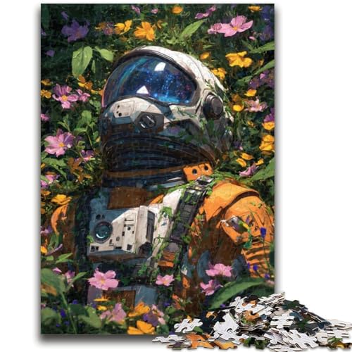 Puzzle für Teenager, 1000 Teile, Astronaut in den Blumen, geeignet für Kinder ab 14 Jahren, anspruchsvolles Spiel, tolles Geschenk zum Spielen, 50x75cm von LYXIANY