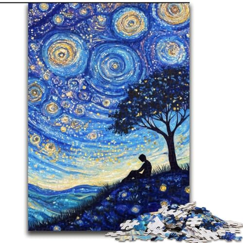 Puzzle für Teenager, 1000 Teile, Baum unter dem Nachthimmel, Stressabbau, schwierige Herausforderung, Wichtelgeschenke für Kinder ab 14 Jahren (Größe 50x75cm) von LYXIANY