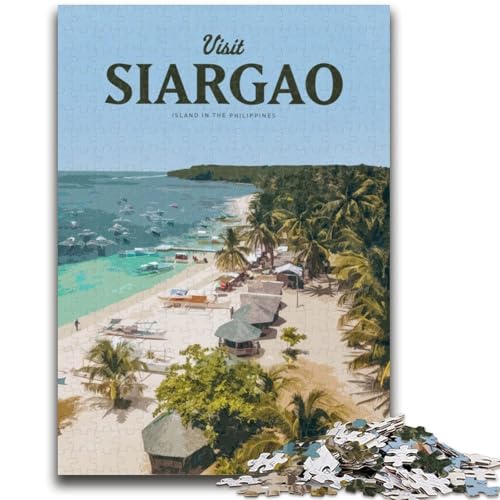 Puzzle für Teenager, 1000 Teile, Besuchen Sie Siargao, anspruchsvoll zu vervollständigen, Aber lustiges und humorvolles Lernspiel zum Geburtstag (Größe 50x75cm) von LYXIANY