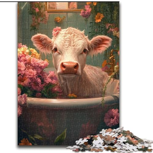 Puzzle für Teenager, 1000 Teile, Blumenkuh, Elefantenspielzeug, Denkspiel, Geburtstagsgeschenk, Geschenke, Wandkunst, für Kinder ab 14 Jahren (Größe 26x38cm) von LYXIANY