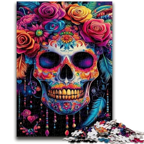 Puzzle für Teenager, 1000 Teile, Blumenschädel, geeignet für Kinder ab 14 Jahren, anspruchsvolles Spiel, tolles Geschenk zum Spielen, 38x26cm von LYXIANY