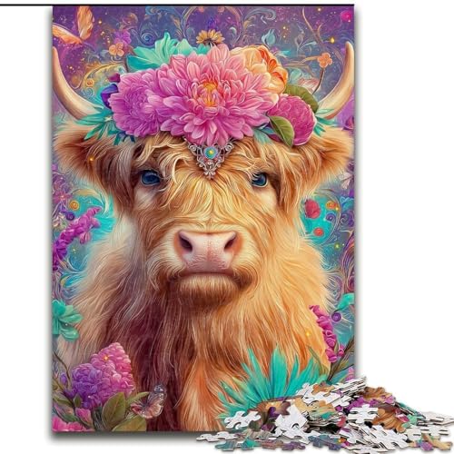 Puzzle für Teenager, 1000 Teile, Blumenyak, anspruchsvoll und schwierig mit vollständig ineinandergreifenden, zufällig geformten Teilen (Größe 26x38cm) von LYXIANY