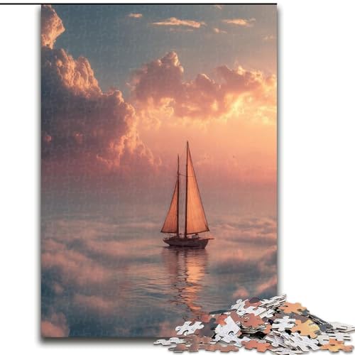 Puzzle für Teenager, 1000 Teile, Boot auf dem See, Stressabbau, schwierige Herausforderung, Wichtelgeschenke für Kinder ab 14 Jahren (Größe 26x38cm) von LYXIANY